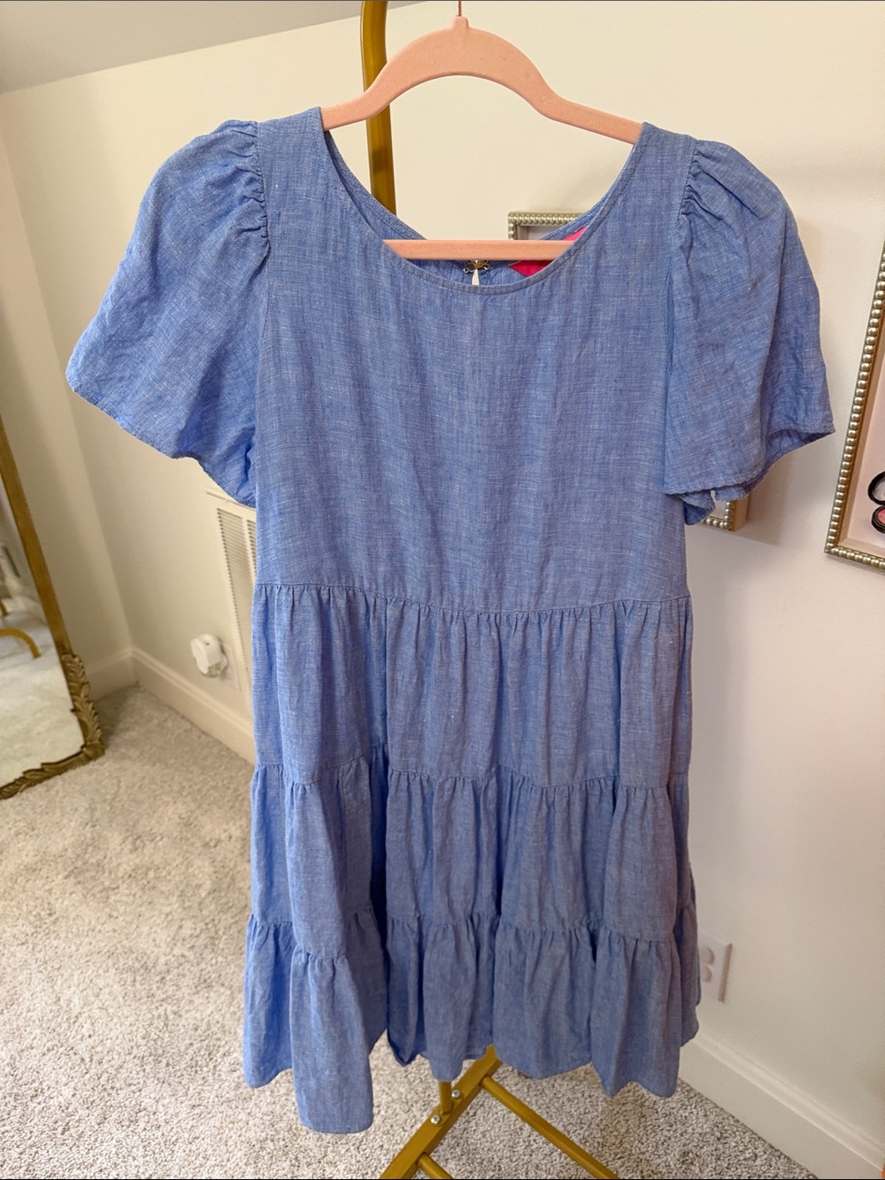 Lilly Pulitzer Light Blue Tiered Short-Sleeve Dress